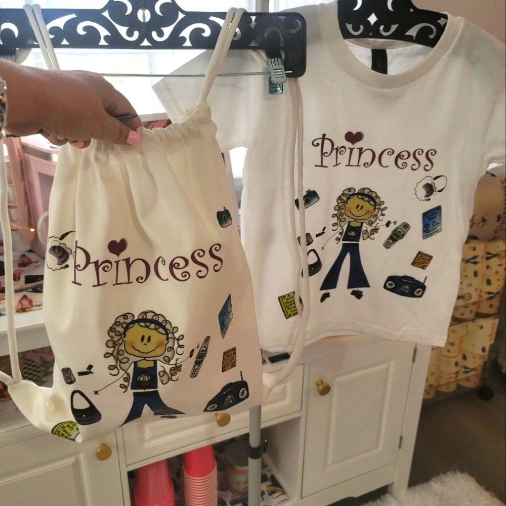 Princess Graphic Tee and Drawstring Bag Set  PRINCESS Design TM